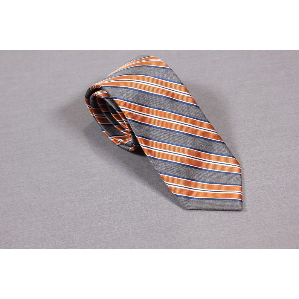 Chaps Tie Orange and Gray Striped Polyester Blend Men's Necktie 3" Wide